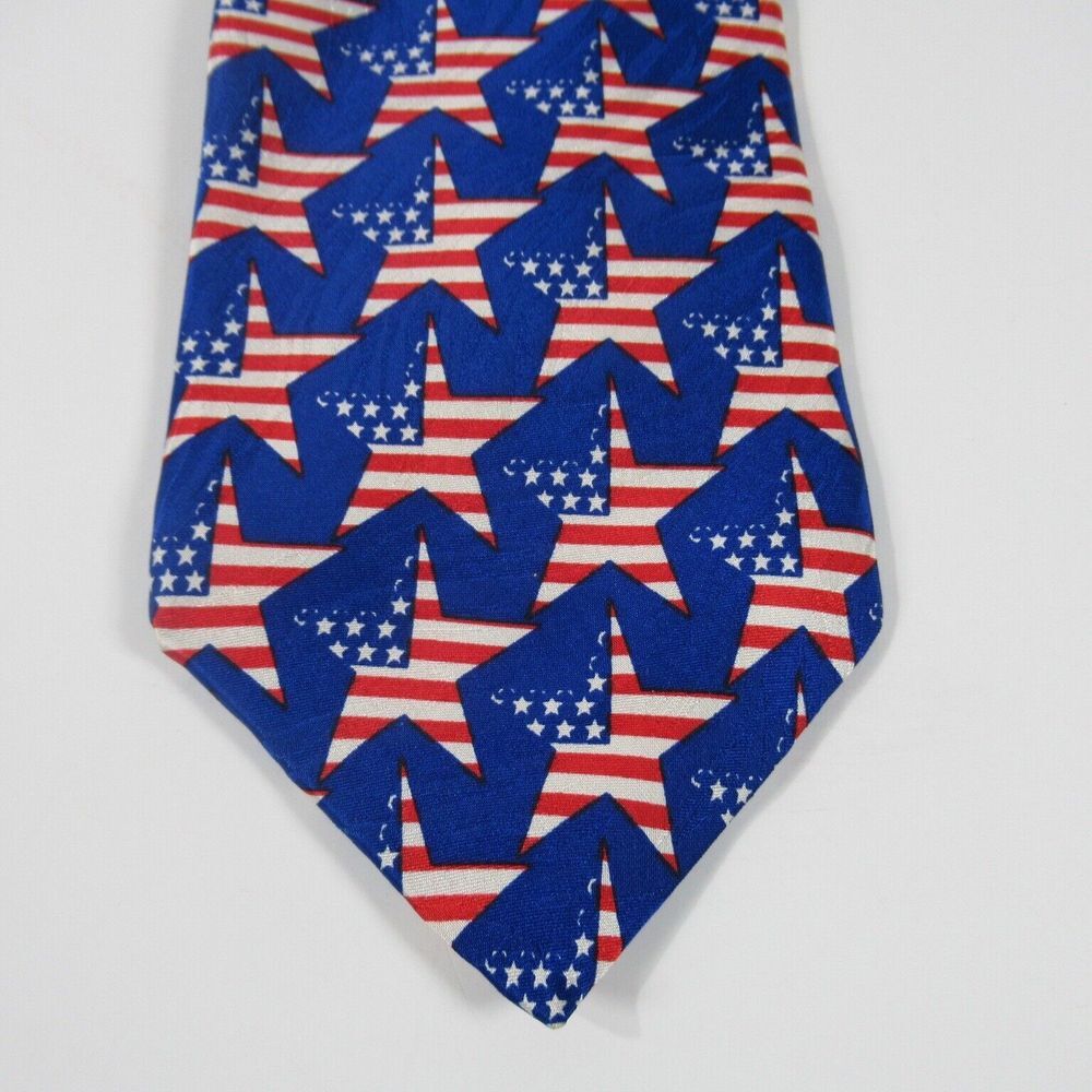 RM Style Blue Star American Flag Themed Tie Patriotic Red‎ White And Blue